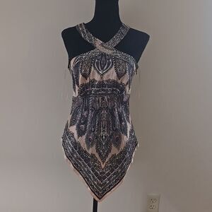 Cache Y2K Silk Halter With Silver Studs